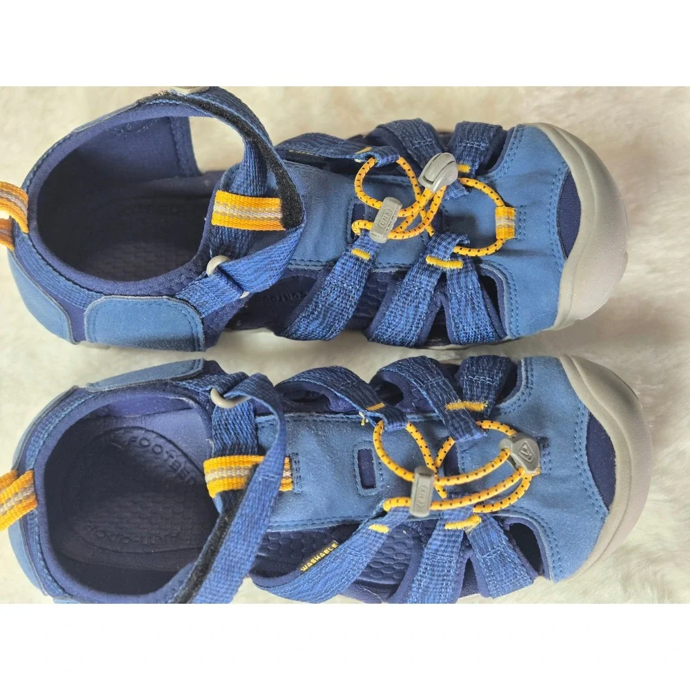 Keen Seacamp II CNX Blue Yellow Water Sandals Size 6 EU 38 Men Boys Outdoor